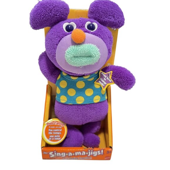 Mattel Sing-A-Ma-Jigs Dark Purple Polka Dot Plush Sings Clementine 2010 NEW - Picture 1 of 4